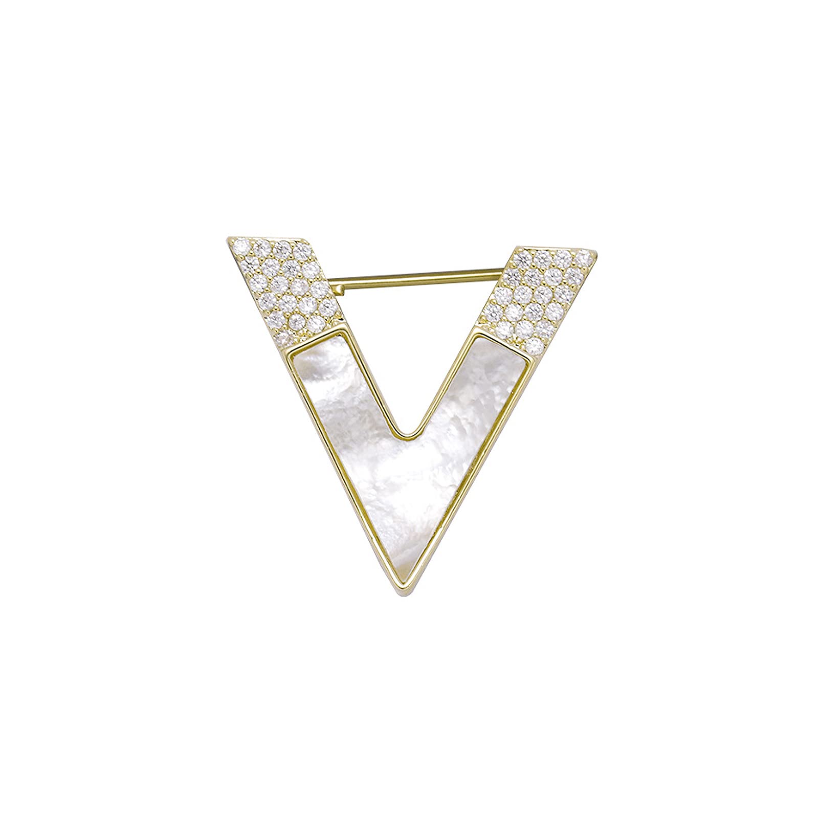 Broches con la Letra V para Mujer, joyería de Moda, Broche pequeño de Solapa con Forma de Concha.