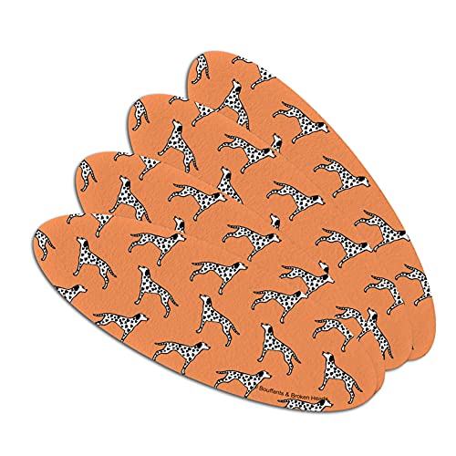 Dalmatian Dogs Love Hearts Pattern Double-Sided Oval Nail File Emery Board Set 4 Pack