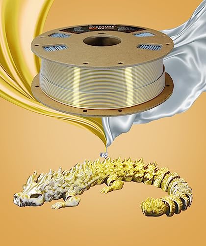 Overture Silk Pla 1.75Mm Dual Color Filament, Clog-Free Shiny 3D Printer Filament, 1Kg Spool(2.2Lbs), Dimensional Accuracy +/- 0.03 Mm, Fit Most Fdm Printer(Silk Gold-Silver) #TOP2