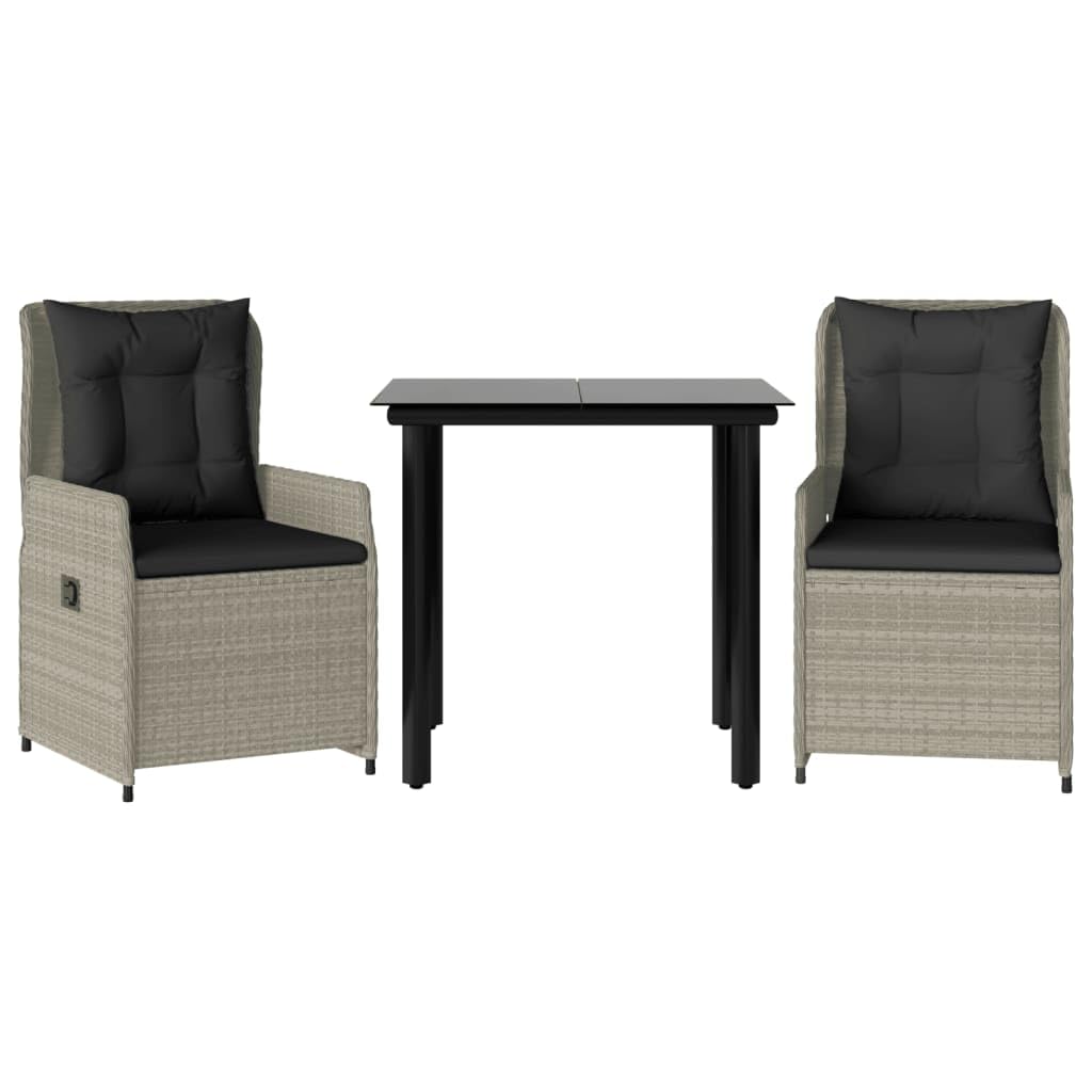 Salon de jardin en rotin pour balcon et terrasse avec fauteuil relaxant gris