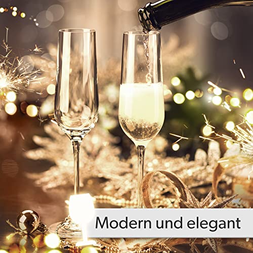 KADAX Flute da Champagne in Vetro, Bicchieri da Prosecco per Feste e Cerimonie, Calici da Spumante con Stelo Lungo e Sottile (Set di 6, 200 ml) - immagine 5