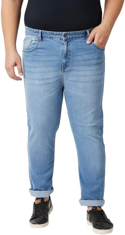 Zush Men's Blue Color Mid Rise Clean Look Solid Regular Fit Plus Size Stretchable Jeans