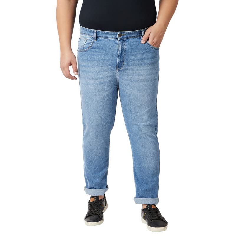 Zush Men's Blue Color Mid Rise Clean Look Solid Regular Fit Plus Size Stretchable Jeans