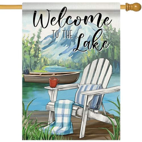 Covido Welcome To The Lake Adirondack Chair Decorative House Flag,