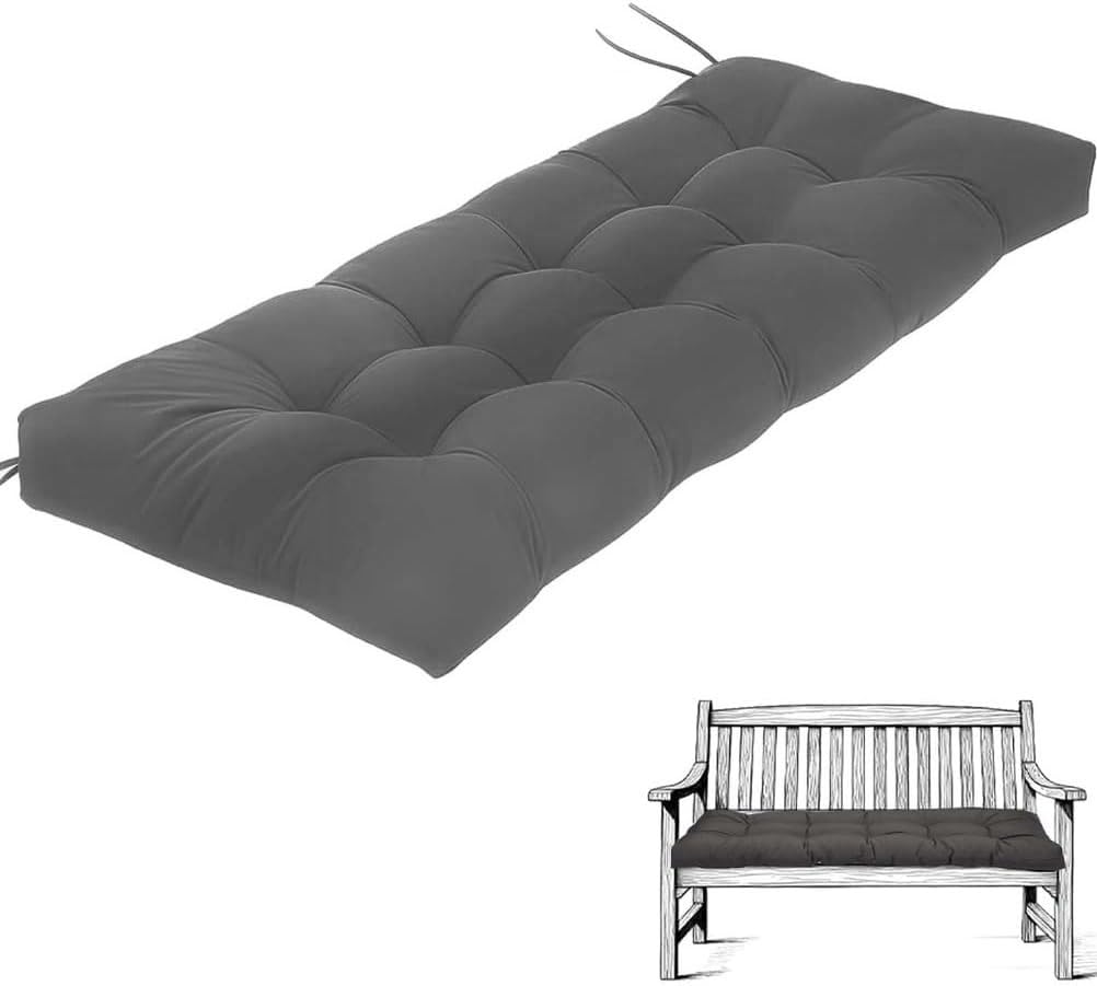 AQIGR Bench Cushions for Indoor/Outdoor Furniture, Tufted Swing/Piano Seat Cushion with Non-Slip Bottom, Bench Pad Cushion for Bay Window/Sofa/Patio(Grey,100x50cm/39x20in)