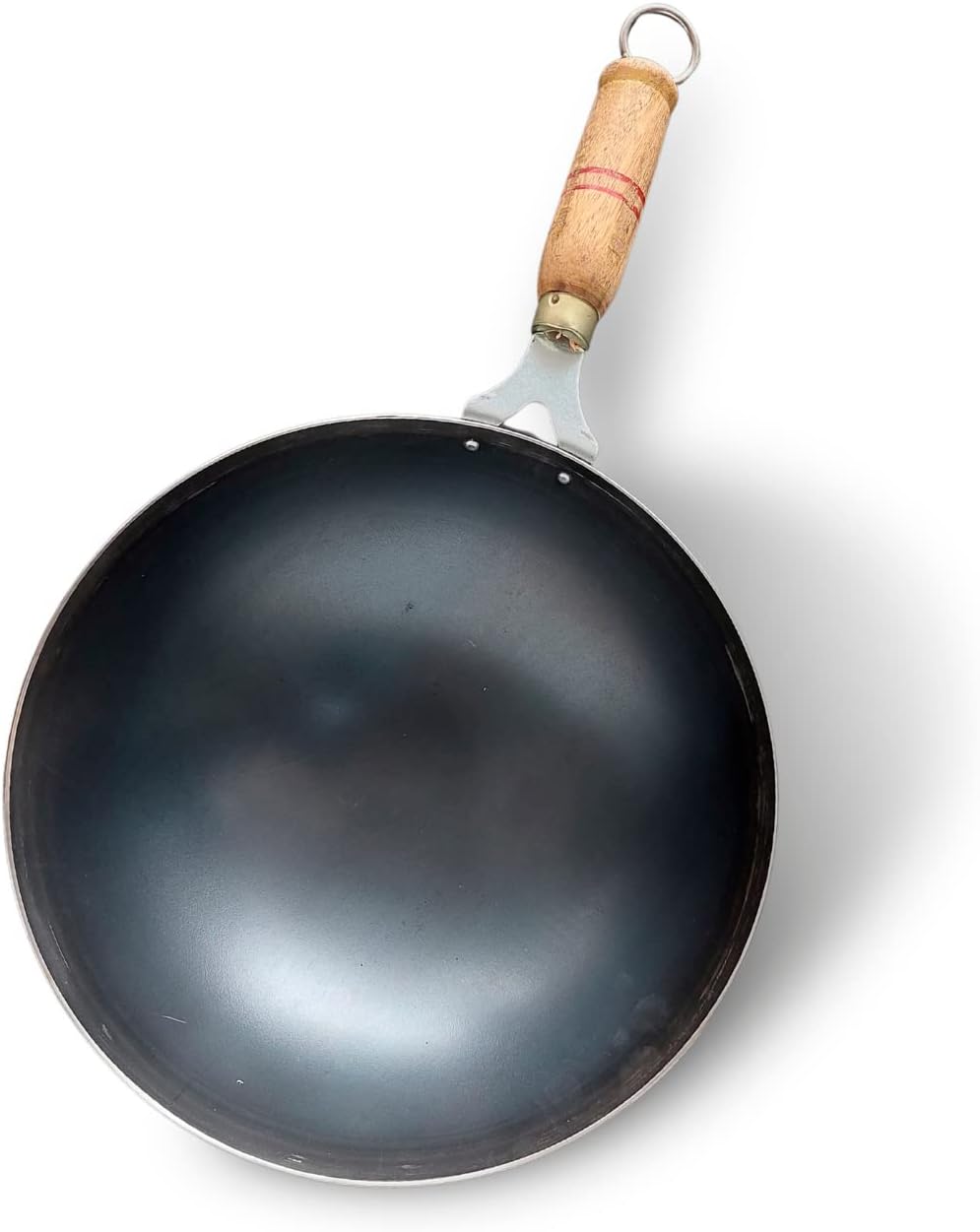 Zishta Pure Iron Wok with Wooden Handle | Pre Seasoned Iron Wok for Cooking and Deep Frying | (Dia: 25Cm, L: 40Cm, Cap: 2L, H: 8.5Cm, 0.2 Kg)
