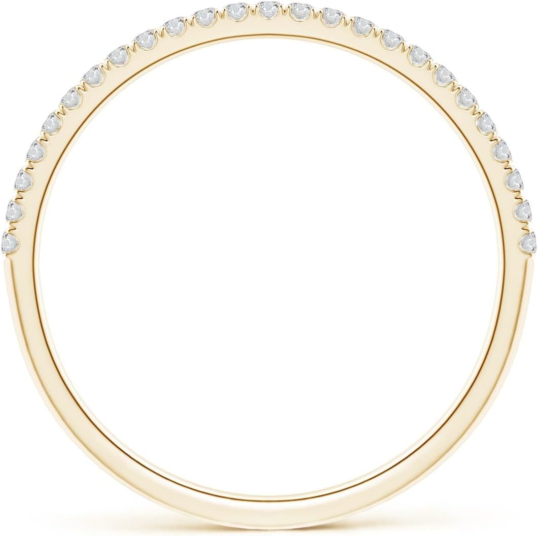 Angara 0.15 ct Split Prong Diamond Half Eternity Ring in 14K Yellow Gold | Natural Diamond Wedding Ring for Women | April Birthday, Anniversary Jewelry Gift | HSI2 | 1.1mm | Ring Size- 9.5