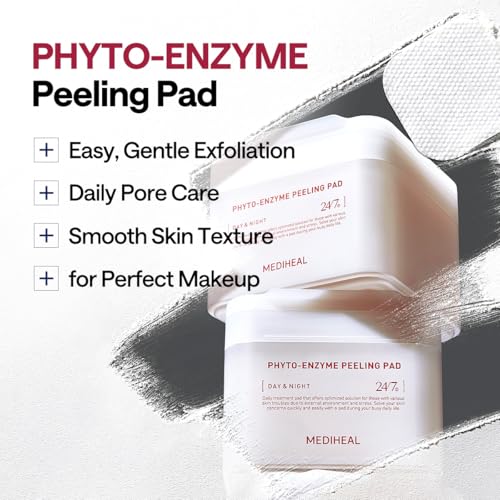 MEDIHEAL Phyto Enzyme Peeling Pad - Vegan Face Resurfacing Gauze Pads with LHA & Papaya Enzym - Pore Tightening Pads to Control Sebum - Exfoliating Pads for Dead Skin Cells, 90 Pads