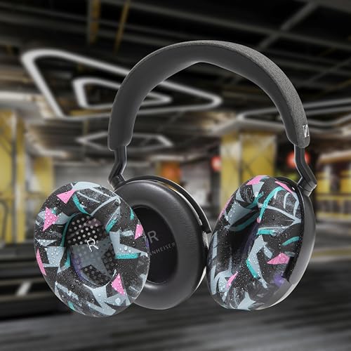Image of WC SweatZ Momentum 4 - Patented Earpad Covers for Sennheiser Momentum 4 Wireless Over Ear Headphones by Wicked Cushions | Sweatproof & Easily Washable | 90's Black