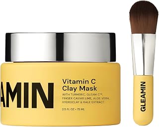 Gleamin Vitamin C Turmeric Clay Mask: Fades Dark Spots, Clears Pores, Brightens Uneven Tone & Improves Texture - 20 Uses