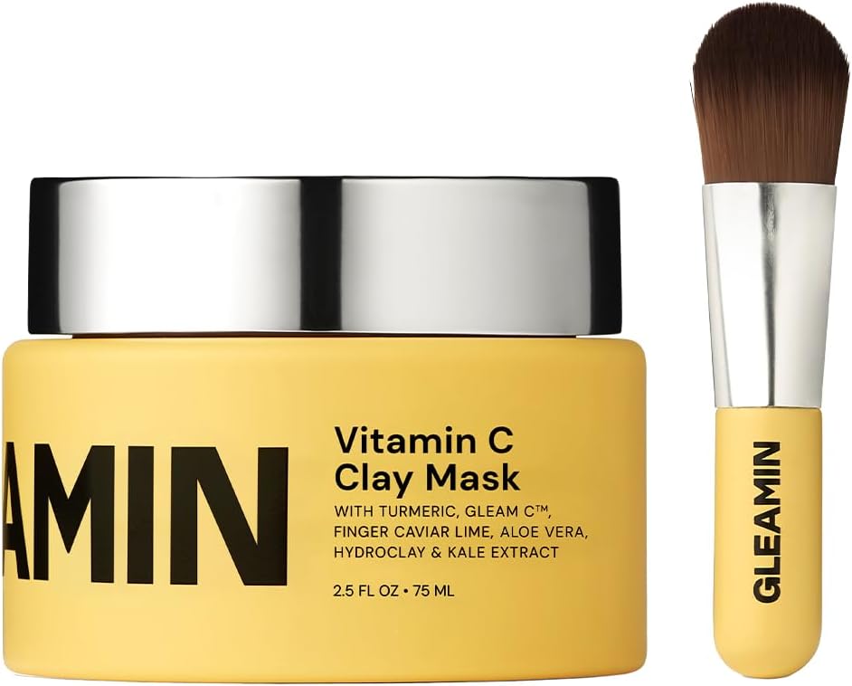 Vitamin C Clay Mask for Dark Spots - Brightening Clay Face Mask with Turmeric, Deep Cleansing & Pore Refining Treatment, Helps Improve Uneven Tone & Post-Blemish Texture, 2.5 oz Up to 20 Uses