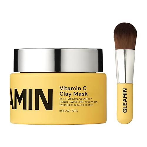 Gleamin Vitamin C Clay Mask for Dark Spots, Turmeric Clay Face Mask Skin Care, Deeply Cleanses & Refines Pores, Brightens Uneven Tone and Helps Improve Post-Blemish Scarring & Texture, Up to 20 Uses - 2.5 Ounce (Pack of 1)