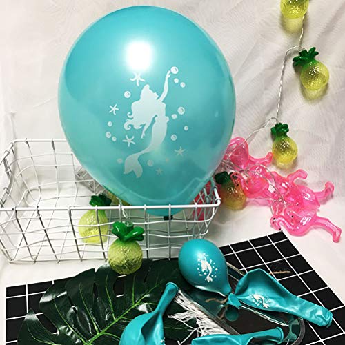 Banner com tema de sereia, balões de látex de papel, borlas de flores, linda faixa de aniversário pa