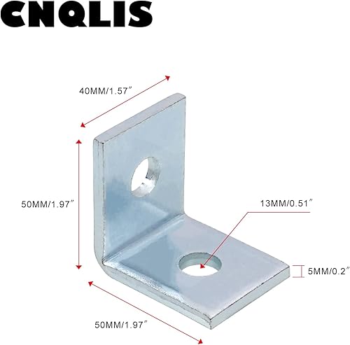 Miniatura 7 de 20 piezas de 2 agujeros en forma de L de 90 grados de ángulo de soporte para canal de puntal más alto de 1-58 pulgadas de ancho, perno de 12