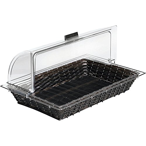APS Paderno World Cuisine Black Rectangular Polyrattan Bread Basket, 1/1 Hotel Pan Size, Cover Not Included