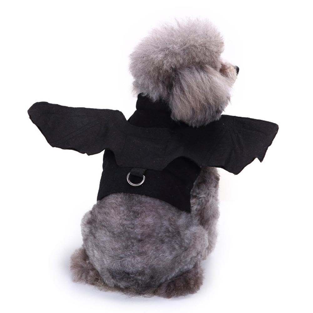 Costume Pipistrello Halloween Per Cani E Gatti - Maglioncino Con Ali Per Animali Piccoli (Taglia S, Nero)