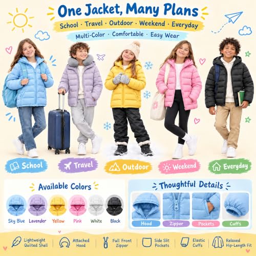 Kids Winter Coats Boys Girls Lightweight Puffer Quilted Jacket - image 3