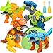 Sanlebi 4 Piezas Dinosaurios Juguetes con Taladro, Huevo de Dinosaurio Juegos de Construccion Animales Juguetes para Niños