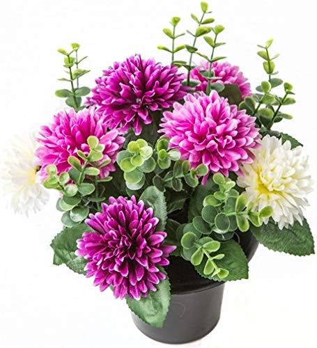 ARTIFICIAL PURPLE & CREAM MUM FLOWER ARRANGEMENT GRAVE POT - VASE INSERT MEMORIAL