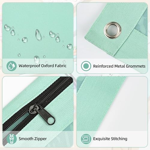 Image of Lanpn Pencil Pouch for 3 Ring Binder 6 Pack, Pastel Binder Pen Bags with Zipper, 3 Holes Pencil Holder Stationary Organizer for Boy Girl Kids School Student, Reinforced Grommets & Clear Window, Green