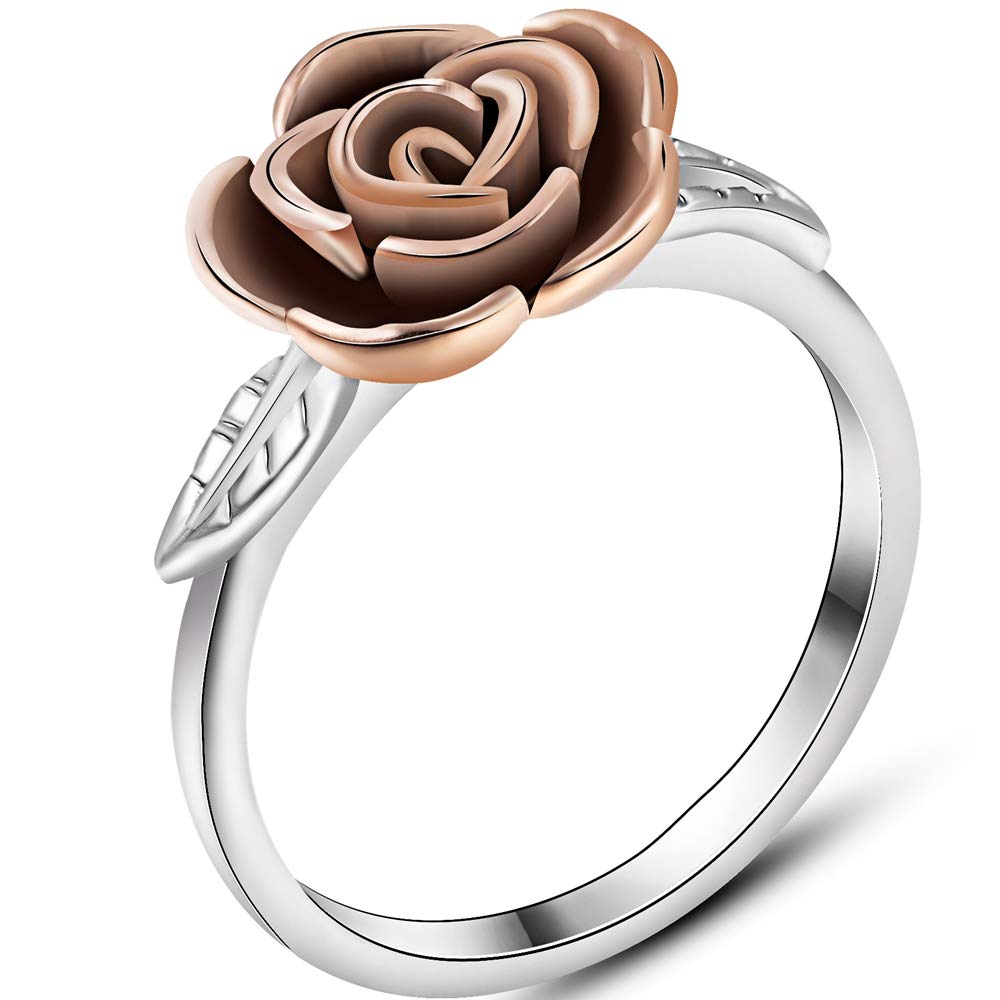 Jude Jewelers Retro Vintage Stainless Steel Rose Flower Style Promise Statement Party Ring