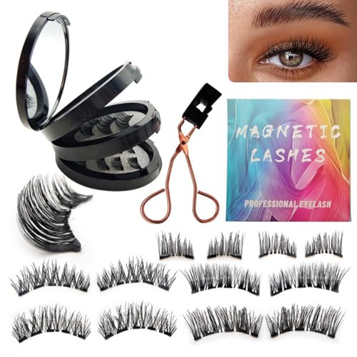 Faux Cils Magnétiques Naturels 3D - Kit Extension 16 Pièces Avec Aimant - Eyelashes Réutilisables