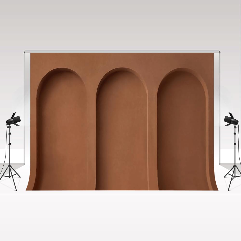 Kate Fondo geométrico de boda marrón chocolate para sesión de fotos, estudio de pared vintage, accesorios de fotografía, 3 x 2 m, arco minimalista, telón de fondo de fotografía