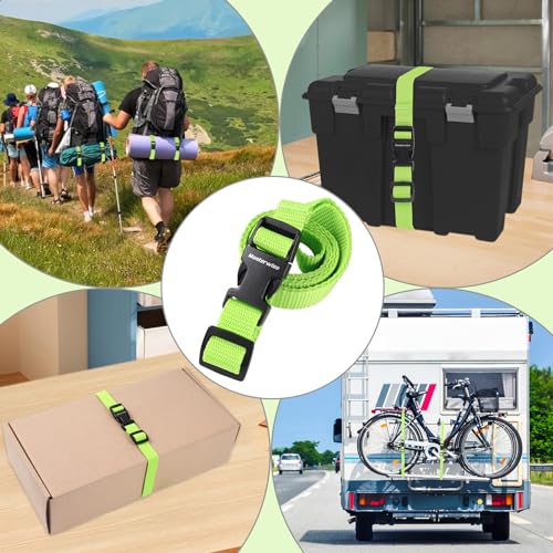 Image of Buckle Straps, Adjustable Nylon Straps, Green 4 Pack (4'x0.75 inch) | Packing Strap Nylon Travel Belt Nylon Backpack Accessory with Buckle Clips for Suitcases, Packing, Travel, Hiking