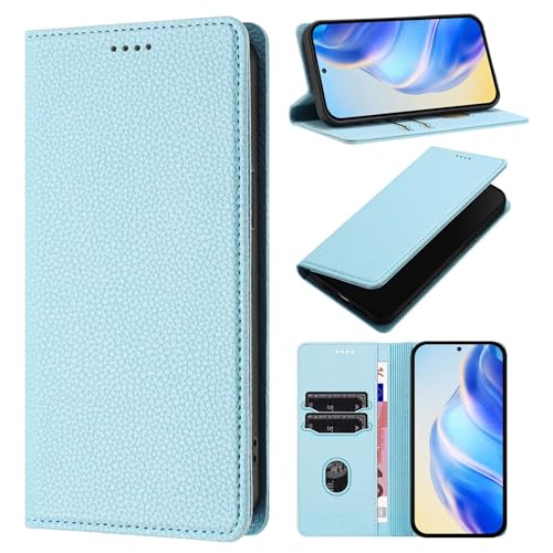 Funda para Honor X8 4G, Funda Billetera de Cuero PU Carcasa Bloqueo RFID, Cierre Magnético, Soporte Plegable, Ranura para Tarjeta Carcasa Case Cover, Azul Claro
