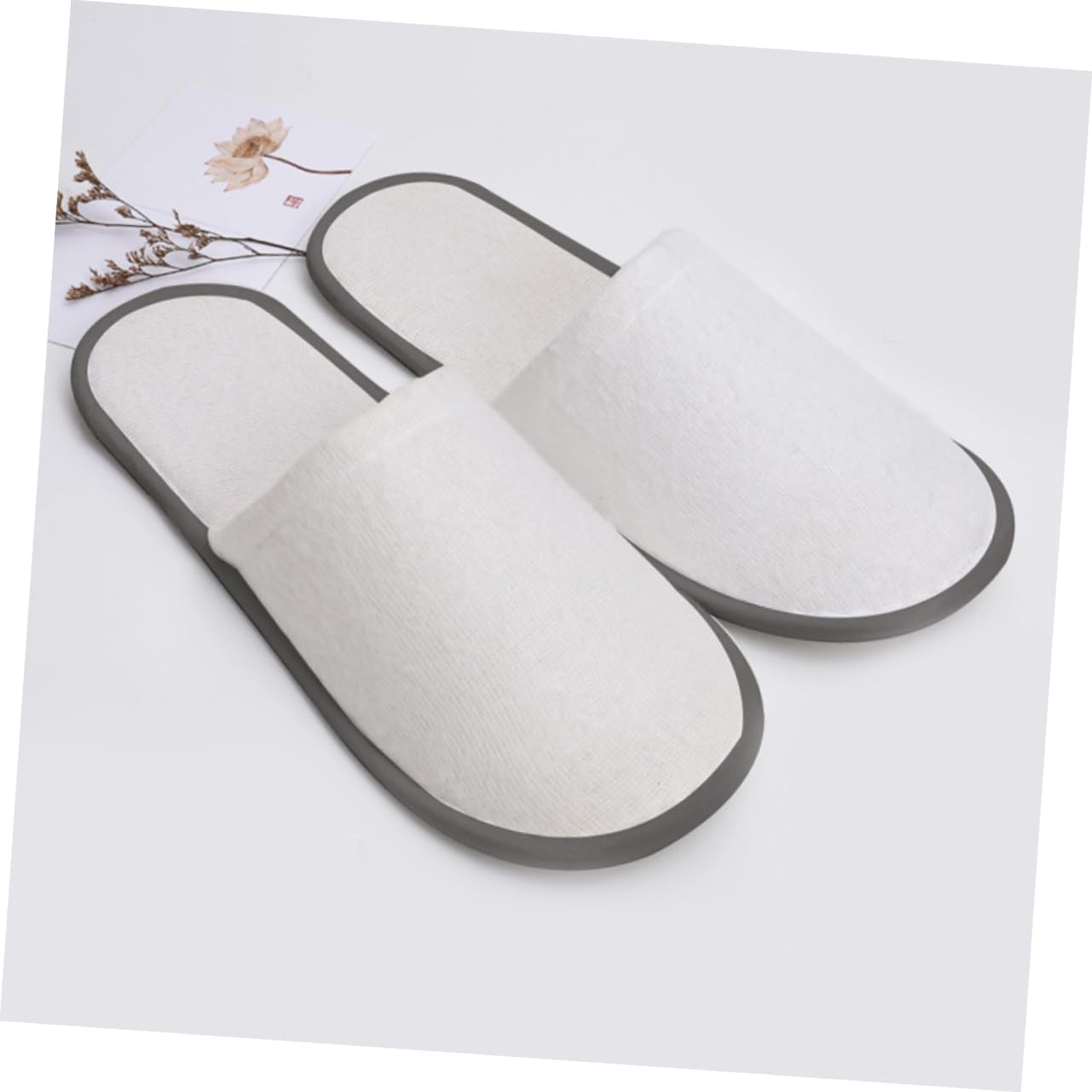 Zerodeko Thick Disposable Guest Slippers Anti-Slip Fleece Hotel Slippers 4 Pairs for Use Summer Comfortable Footwear for Men and Women