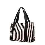 YHSHYZH Medium Tote Handbag Black & White Striped Daily Satchel Shoulder Purses with Multi-Pockets C