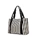 YHSHYZH Medium Tote Handbag Black & White Striped Daily Satchel Shoulder Purses with Multi-Pockets Canvas Vaction Work Tote with Zipper Spring Summer Beach Bag Gifts for Womens (M Black+White)