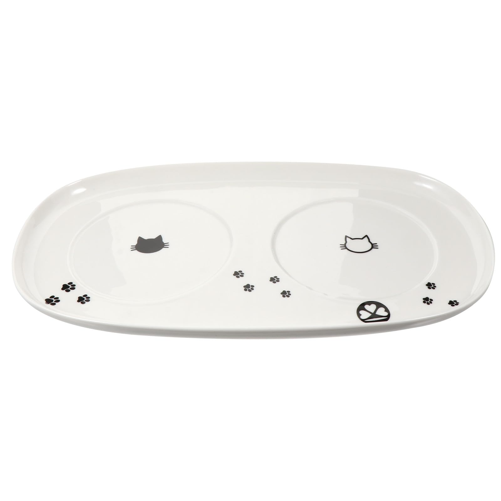 Toyvian Katzenfutternapf und Wassernapf aus Keramik mit Doppeltem Rundem Tablett für Haustiere Modernes Design Einfache Reinigung für Gebrauch zu Hause