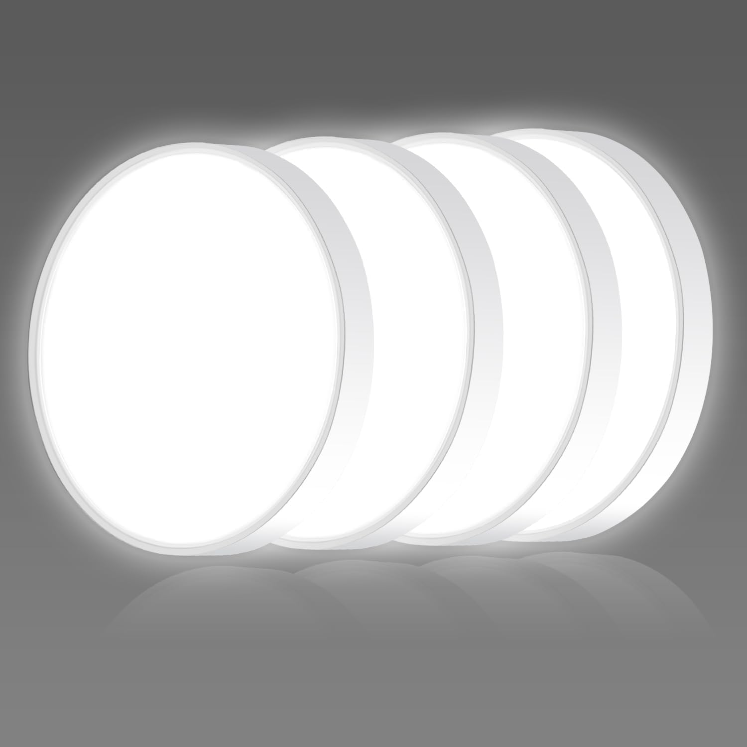 Ouyulong Plafoniera a LED, 18W, 1620lm, 6500K, lampada a LED, lampada bianca IP44, plafoniera rotonda da 23cm, per camera da letto, bagno, soggiorno, cucina, ufficio (4Pcs)