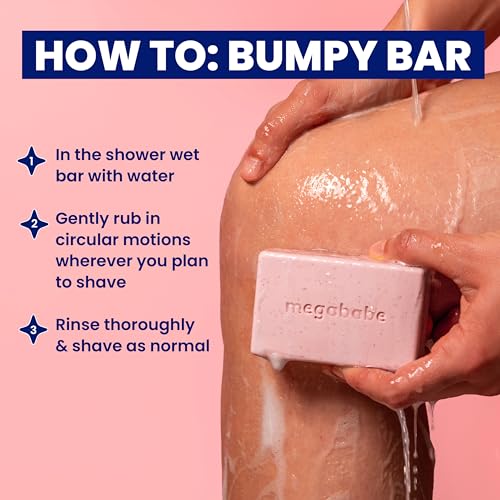 Image of Megababe Bumpy Bar | Pre-Shave Exfoliating Scrub | with Shea Butter, Strawberry Fruit Extract & Ceramides | 4.5 oz