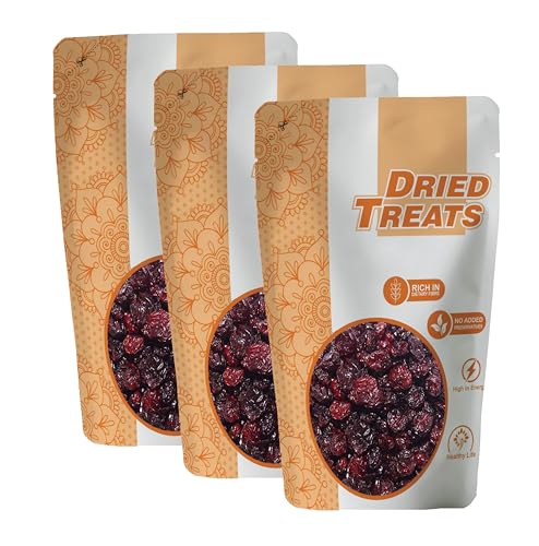 Image of Dried Treats Dried Whole Cranberries 750 Grams (250 Grams X 3) - Craneberries Dry Fruit | Sweet and Juicy Superfruit Packed with Antioxidants & Vitamins | Perfect for Smoothies, Trail Mix, Baking & Kid-Friendly Snacking | Jumbo Craneberry Best for Vegan-Friendly | No Added Sugar Healthy Berries
