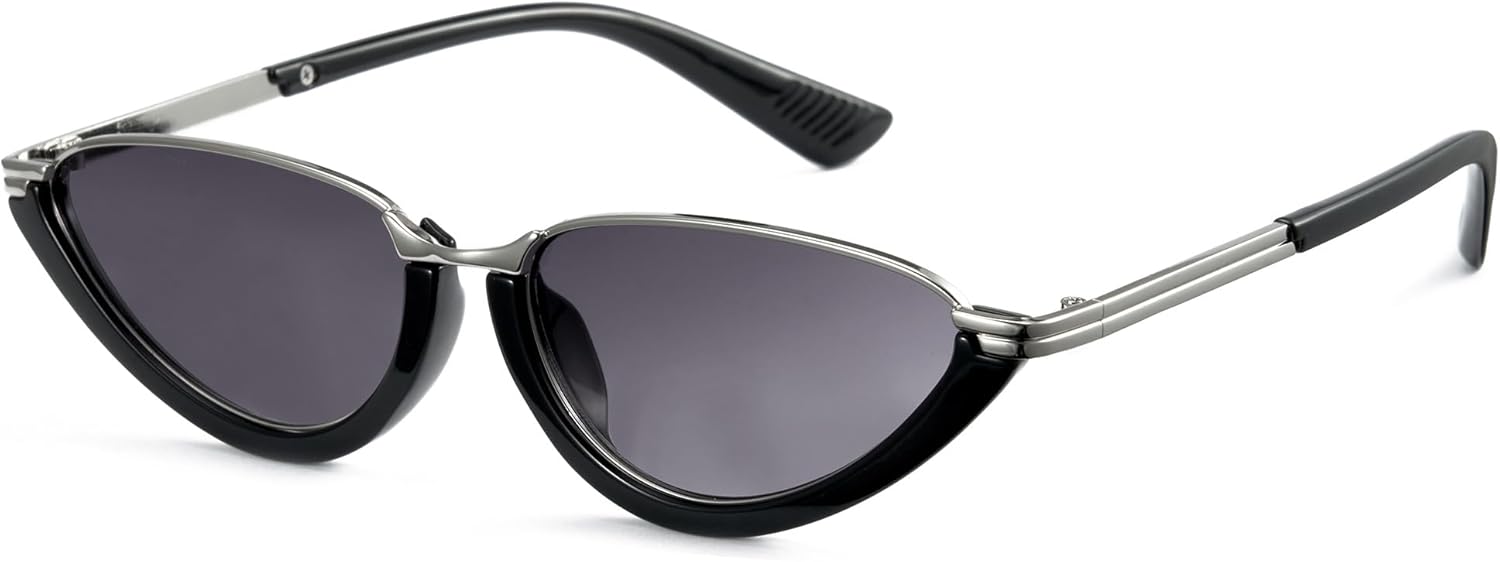 Cyxus Cat Eye Sunglasses for Women Minimalist Retro Metal Frame Fashion Shades Daily Wear Travel Street Style 1351