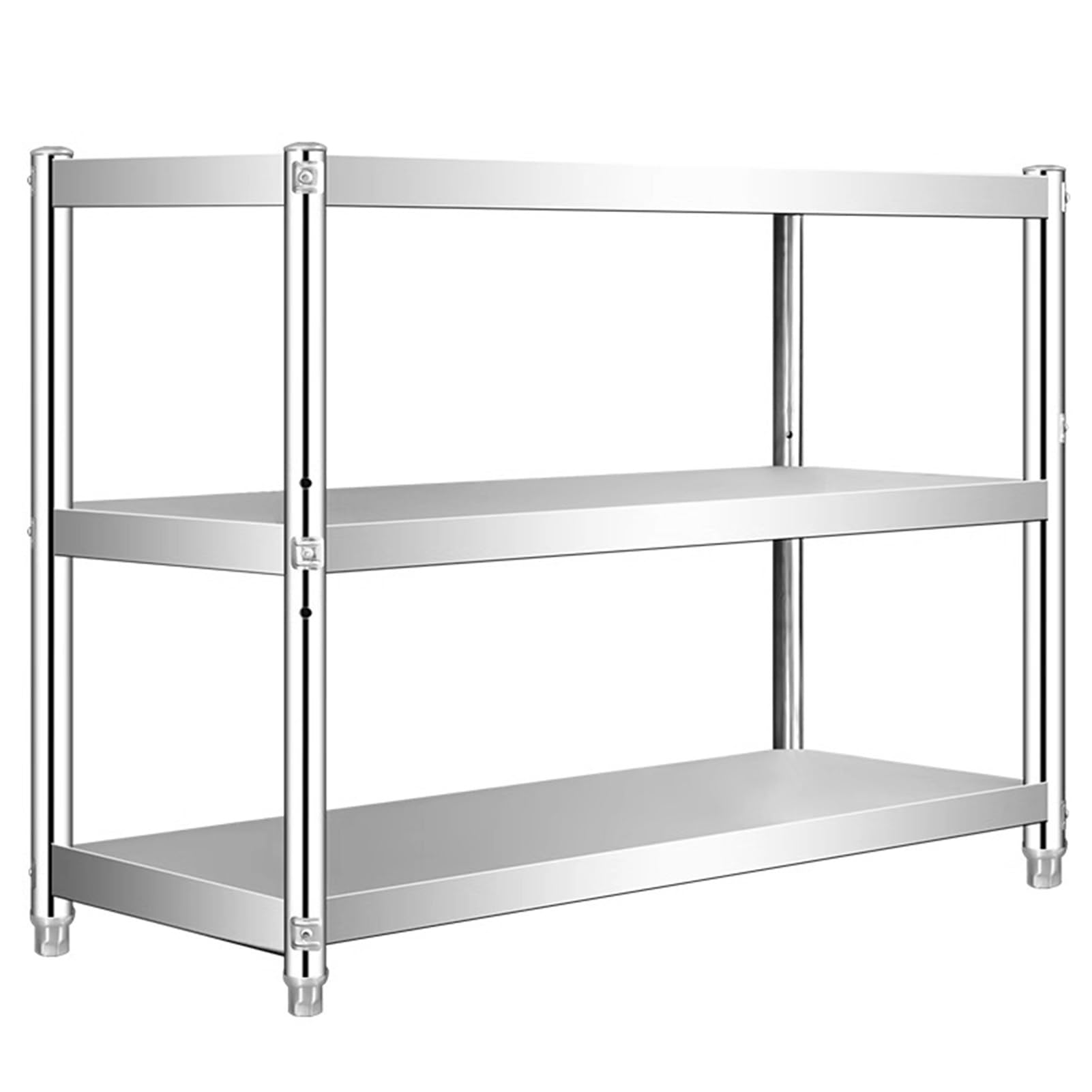 Scaffale regolabile a 3 ripiani in acciaio inox, resistente, per cucina, ristorante, ufficio, garage, officina, casa (70 x 45 x 100 cm)