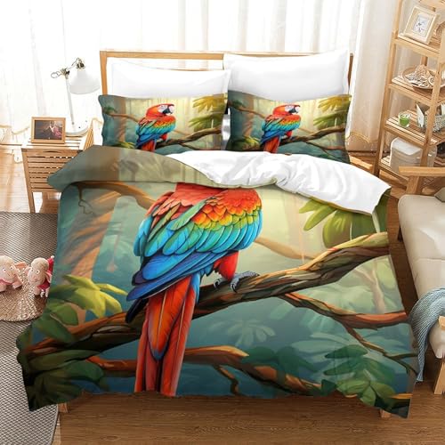 Housse de couette fermeture éclair anti-acarien motif perroquet - 2