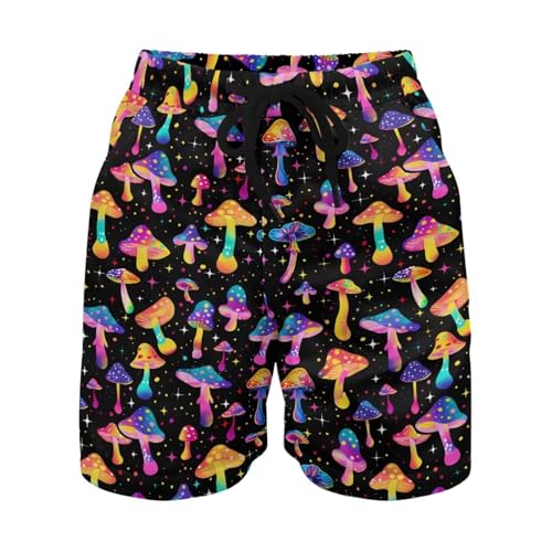 TOADDITDO Mushroom Drawstring Swim Trunks for Kids Drawstring Swimsuit Shorts with 2 Pockets Breathable Bathing Suit Shorts Beach Wear