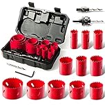 HYCHIKA Bi-Metal Hole Saw, 17 PCS Hole Saw Set 19mm-68mm, Cutting Depth: 40mm, Perfect for Drilling Soft Metal, Wood, PVC Board and Plastic