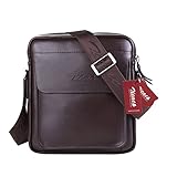 Zicac Mens Genuine Leather Shoulder Messenger Bag - Brown