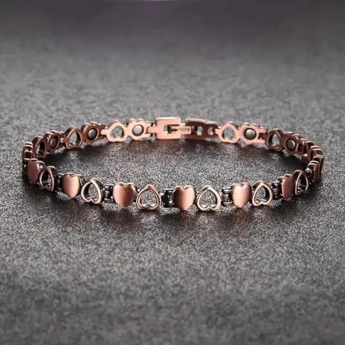 Image of Copper Bracelet for Women 99.9% Pure Copper Crystal Bracelets Link Chain Charm Jewelry Present 3500 Gauss with Adjustment Tool