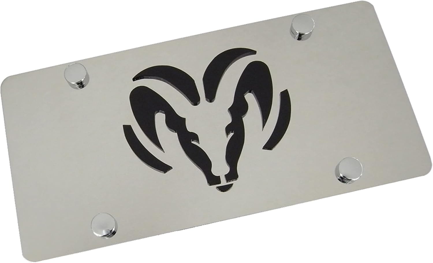 Inc. Laser-Cut Logo On Polished License Plate for Dodge (Black on Chrome)