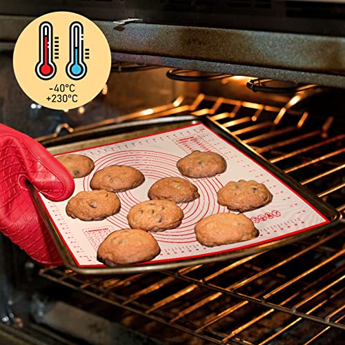 70X50cm Silikon Backmatte Groß Silikonmatte Backen Backunterlage Silikon Mat Teigmatte Teigunterlage Wiederverwendbar mit Messung Ausrollmatte für Teig Macarons Plätzchen Pizza