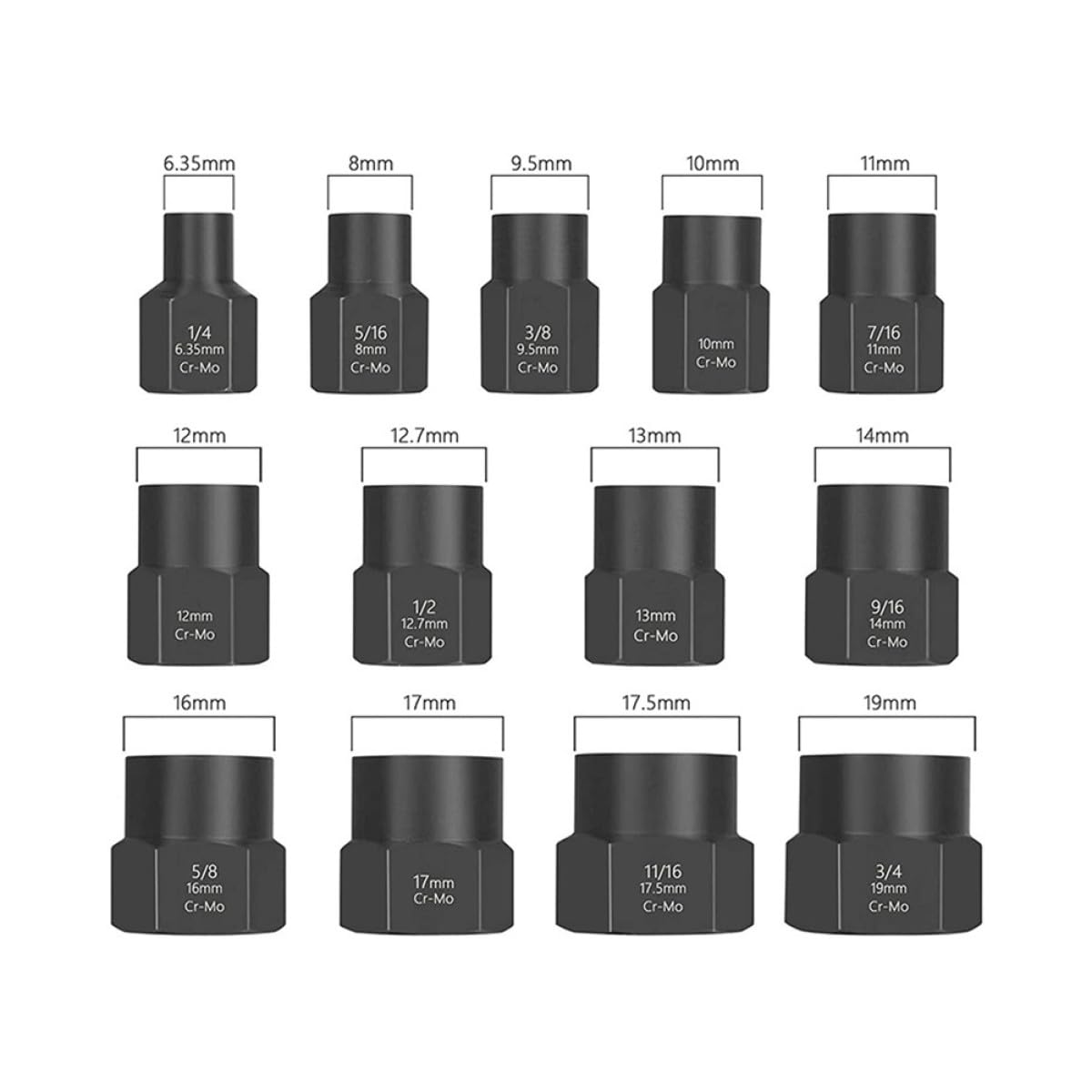 POPETPOP Juego de Extractores de Pernos y Tuercas, Acero Cromomolibdeno y Abs, Negro, Vaso Cuadrado 3/8 Pulgadas, para Tuercas de Rueda y Tornillos Dañados