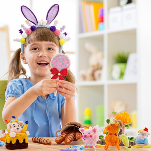 Image of Caydo 300 Pieces Purple Pipe Cleaners, Thick Fluffy Chenille Stems, Pipe Cleaner Crafts for Arts & Crafts, Perfect for Making Animals, Flowers, and Mother's Day Decorations (Pack of 3)