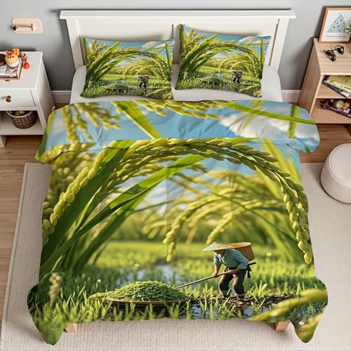 Parure de lit 160x200 blé avec housse de couette en microfibre et taies d'oreiller - 3