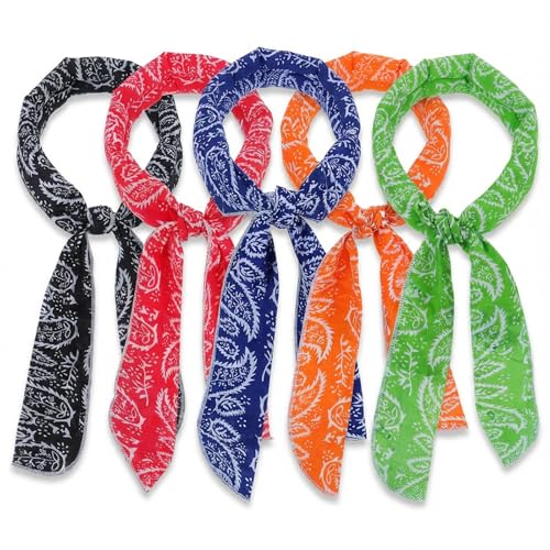Cooling Scarf Neck Wrap Bandana - Ice Cool Tie Band Scarves for Hiking Camping Outdoor Hot Summer Men Women (5PCS)