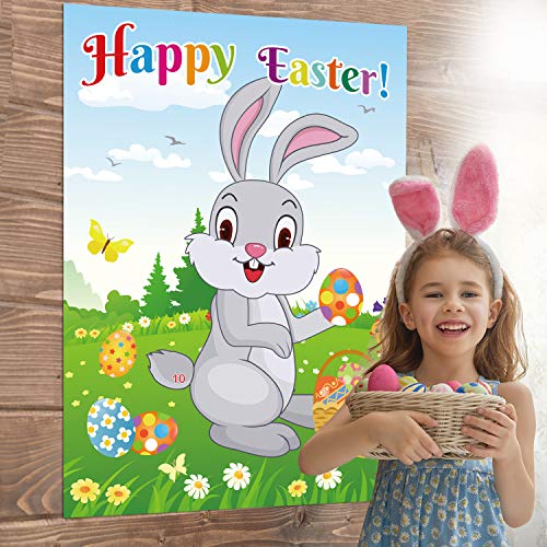 FEPITO Kinder Ostern Spiel, der Schwanz mit dem Kaninchen genagelt, mit 24 Nägeln in den Nagel Hase Eier für die Ostern Partei Ostereier verziert mit 24 Aufkleber, Osterei Jagd